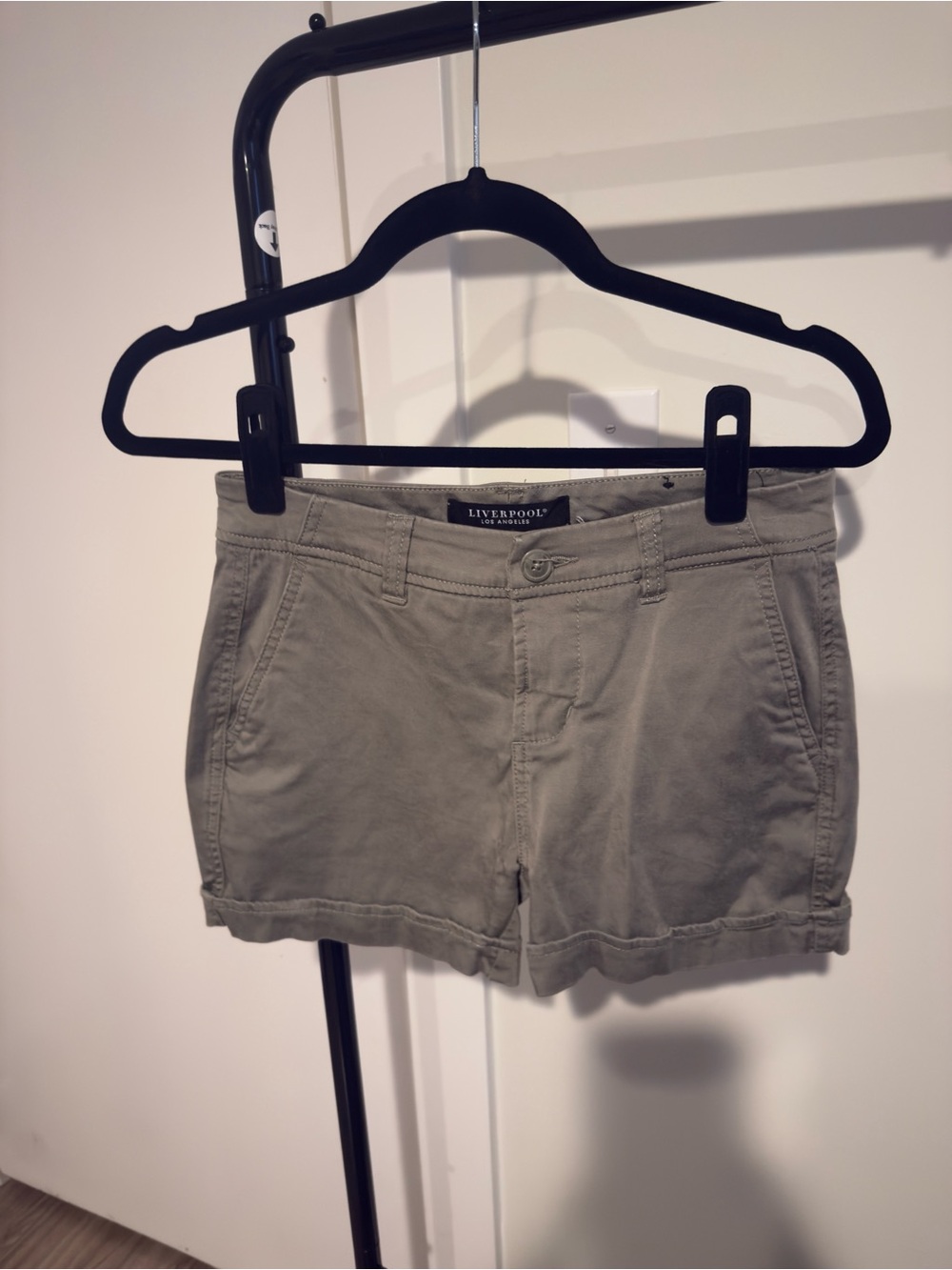 Liverpool Olive Green Casual Cotton Shorts